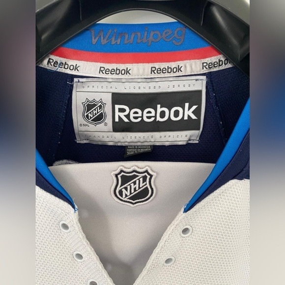 NHL WINNIPEG JETS * REEBOK White Blue Logo Jersey in XL - Picture 7 of 14